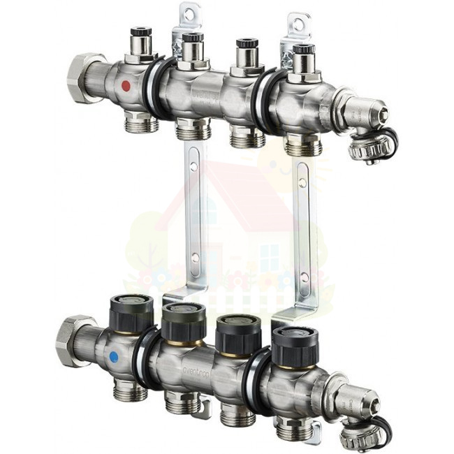 Инженерная сантехника Коллектор OVENTROP MULTIDIS SF 1" 11ХG 3/4 1404561 одиннадцать контуров — детальное фото