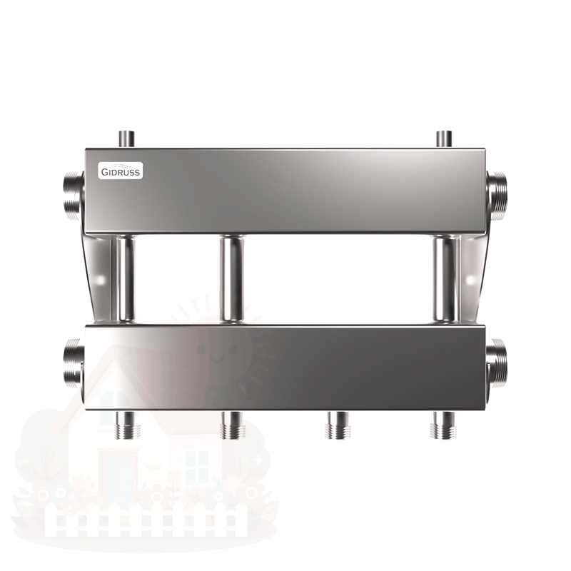 Купить Коллектор нержавеющий модульный Gidruss MKSS-150-2х25 до 150 кВт 1 1/2" 3 контура — фото товара в каталоге