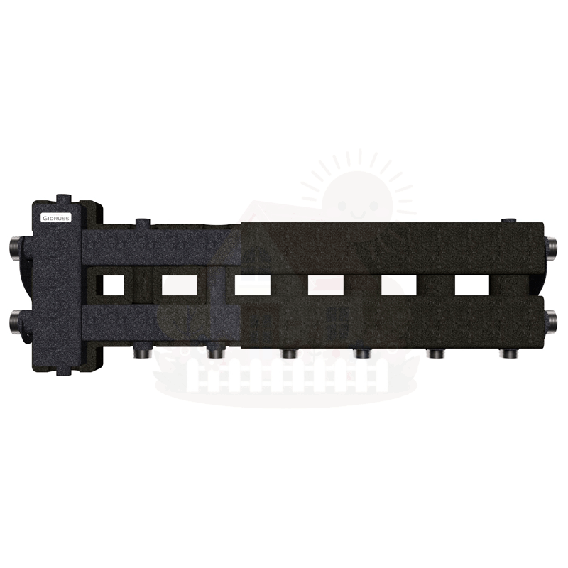 Инженерная сантехника Коллектор Gidruss BM-80-4D EPP до 80 кВт 1 1/4"-1" 4 контура EPP термоизоляция — детальное фото