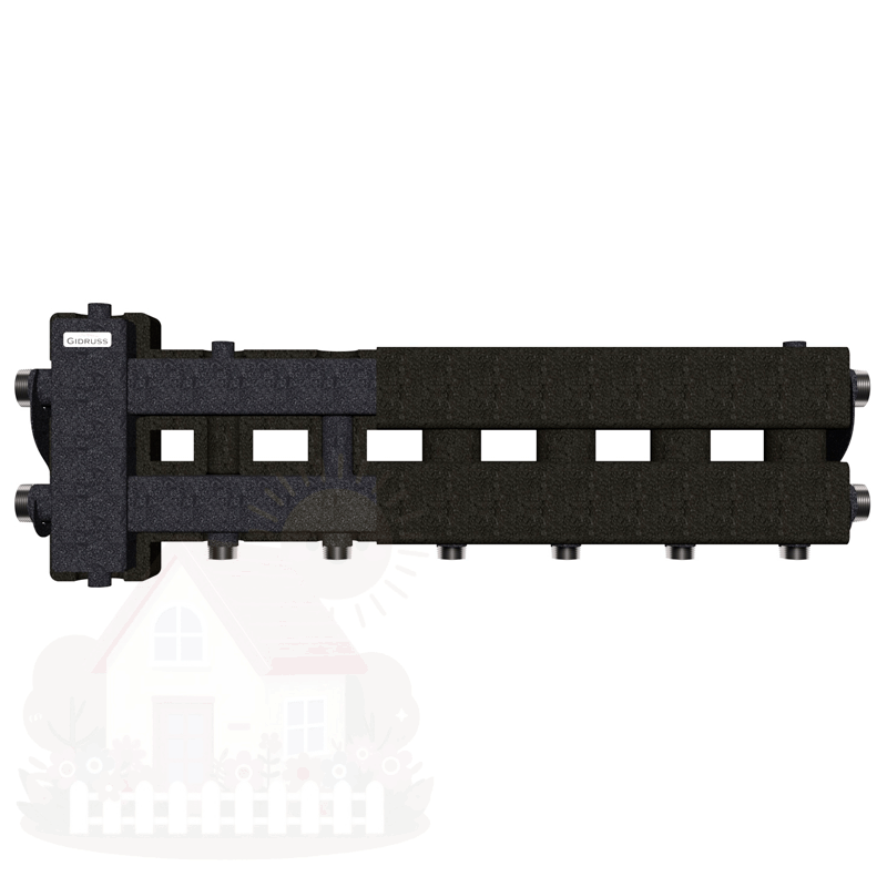 Купить Коллектор Gidruss BM-80-4D EPP до 80 кВт 1 1/4"-1" 4 контура EPP термоизоляция — фото товара в каталоге