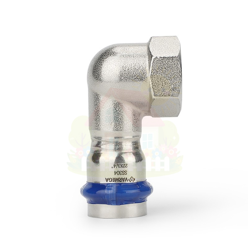 Инженерная сантехника Угол раструбный Varmega Inox Press с ВР резьбой 15х1/2" мм — детальное фото