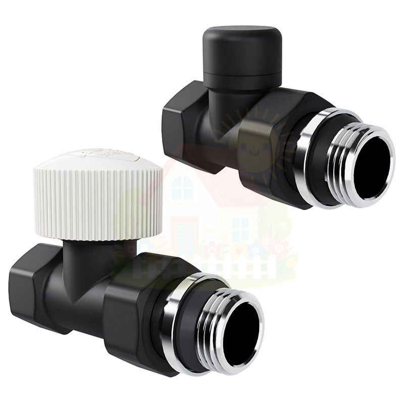 Инженерная сантехника Набор термостатический прямой Royal Thermo Design 1/2"М30х1,5 (Черный) — детальное фото