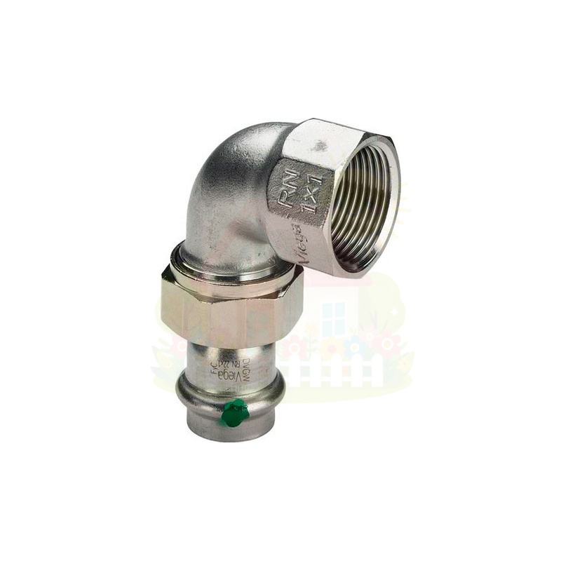 Инженерная сантехника Угловое разъёмное соединение Viega Sanpress Inox 15х1/2" ВР из нержавейки (арт. 437299) серия 2355 — детальное фото