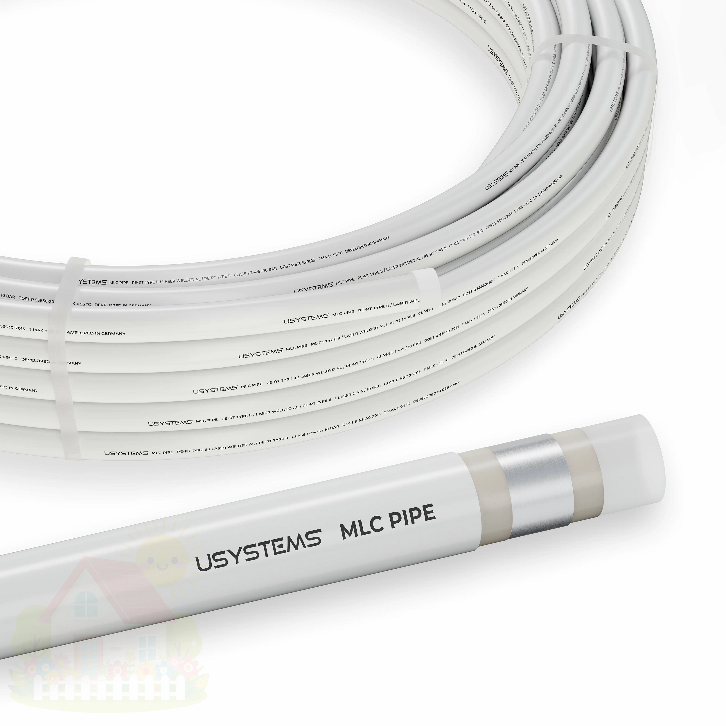 Купить Труба металлопластиковая USYSTEMS MLC белая 16x2,0 бухта 200м — фото товара в каталоге