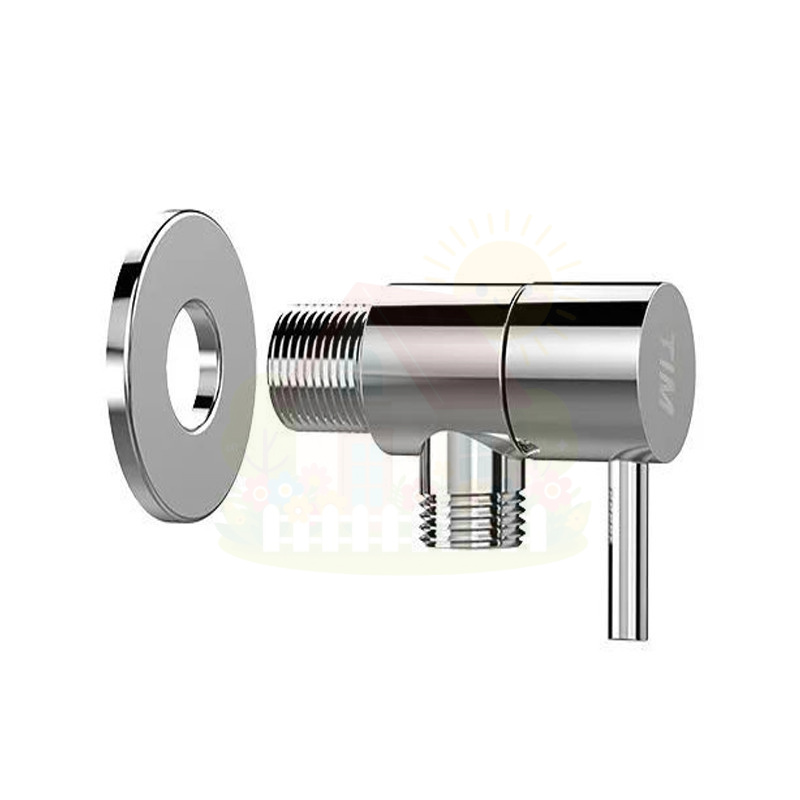 Инженерная сантехника Вентиль угловой Tim 1/2"х1/2" нержавеющая сталь, цвет хром — детальное фото