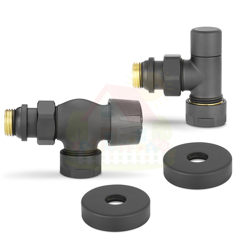 Инженерная сантехника Комплект радиаторных клапанов осевой Varmega №3, 1/2"х3/4"EK резьба ВР/НР,  цвет серый — детальное фото