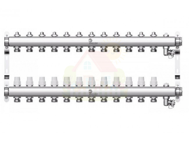 Инженерная сантехника Коллектор с регулирующими вентилями Wester W903 1"x3/4" 12 контуров — детальное фото