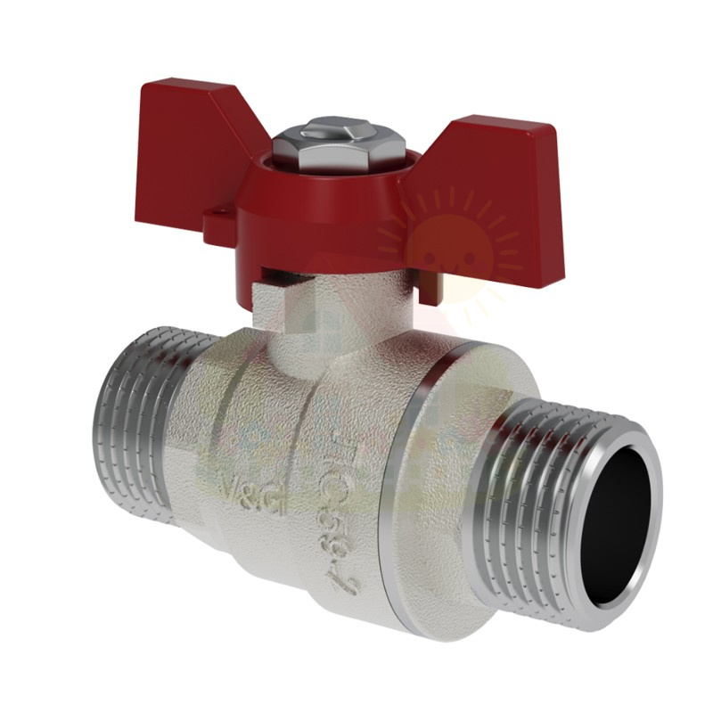 Инженерная сантехника Кран шаровой V&G Valogin 1/2" с НР/НР резьбой, ручка бабочка — детальное фото
