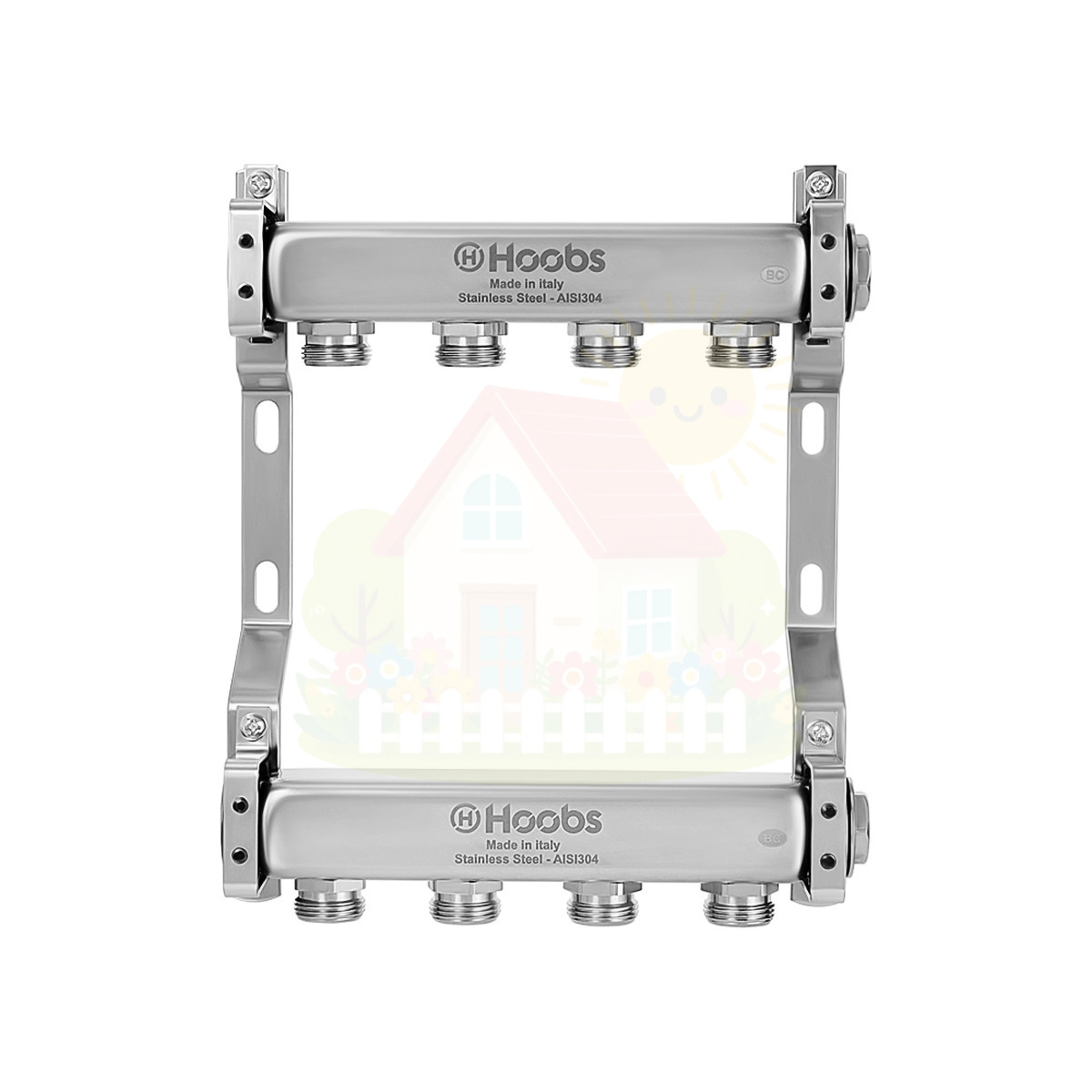 Инженерная сантехника Коллектор нержавеющий Hoobs 1"x 3/4" 3 выхода без регулировки — детальное фото