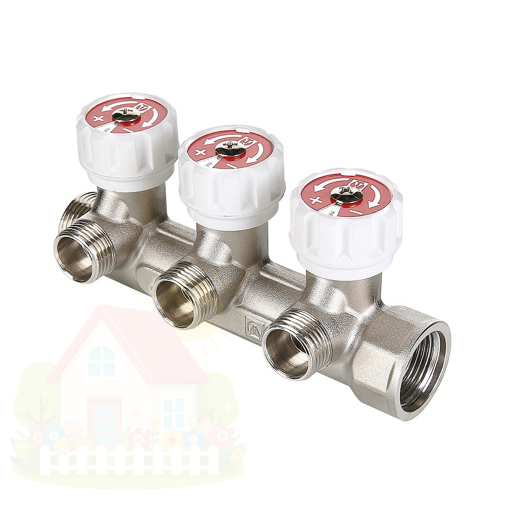 Купить Коллектор Valtec для воды с вентилями 3/4"х1/2" на 2 выхода арт.VTc.570.N.0502 — фото товара в каталоге