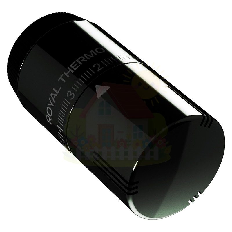 Инженерная сантехника Термоголовка жидкостная Royal Thermo Design М30х1,5 (Хром черный) — детальное фото