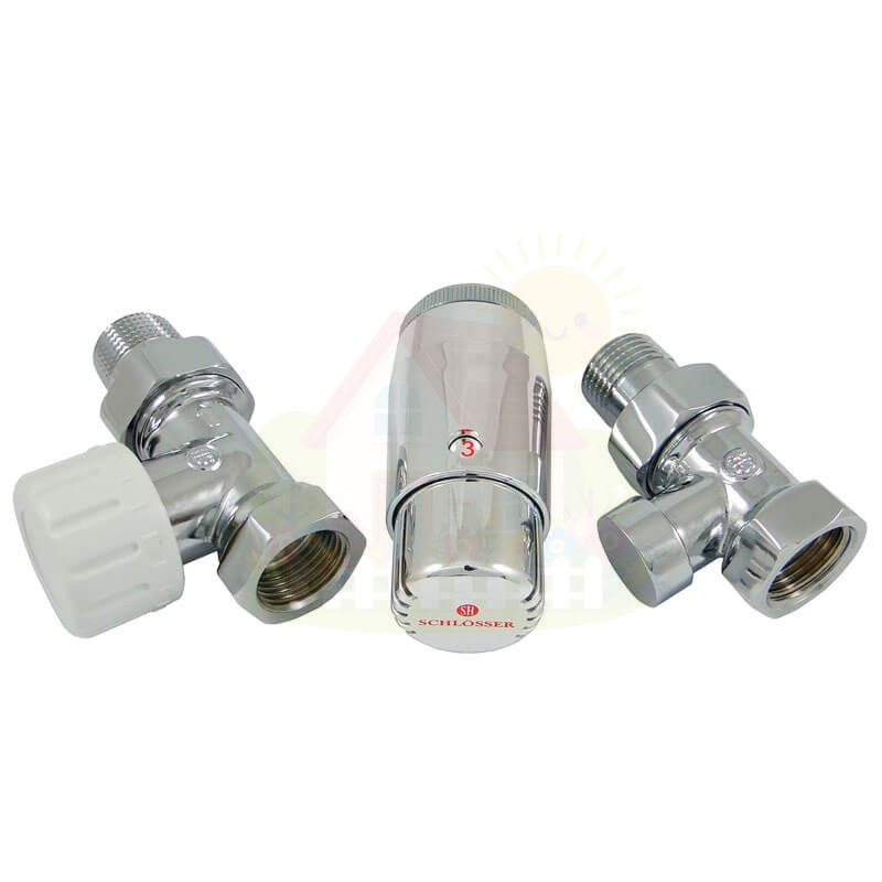Инженерная сантехника Комплект подключения SCHLOSSER STANDARD MINI 1/2" прямой хром с термоголовкой MINI — детальное фото