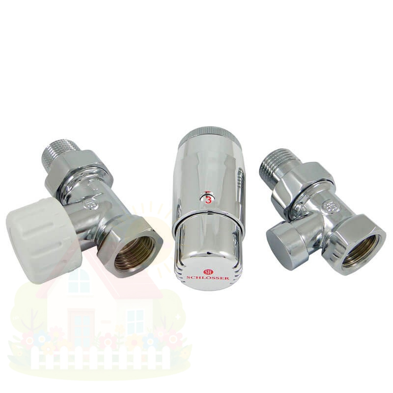 Купить Комплект подключения SCHLOSSER STANDARD MINI 1/2" прямой хром с термоголовкой MINI — фото товара в каталоге