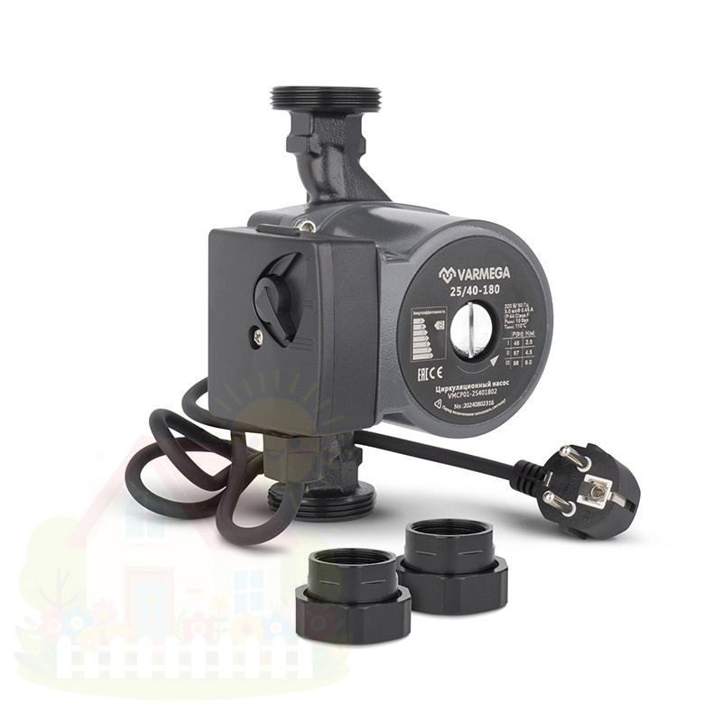 Купить Циркуляционный насос Varmega VMCP01 25/40-180, с гайками и кабелем — фото товара в каталоге