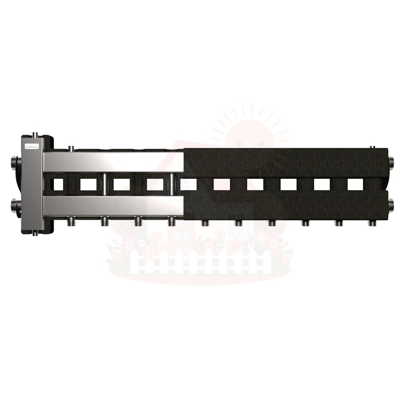Инженерная сантехника Коллектор нержавеющий Gidruss BMSS-80-6D EPP до 80 кВт 1 1/4"-1" 6 контуров EPP термоизоляция — детальное фото