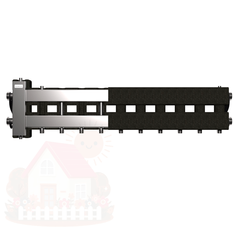 Купить Коллектор нержавеющий Gidruss BMSS-80-6D EPP до 80 кВт 1 1/4"-1" 6 контуров EPP термоизоляция — фото товара в каталоге