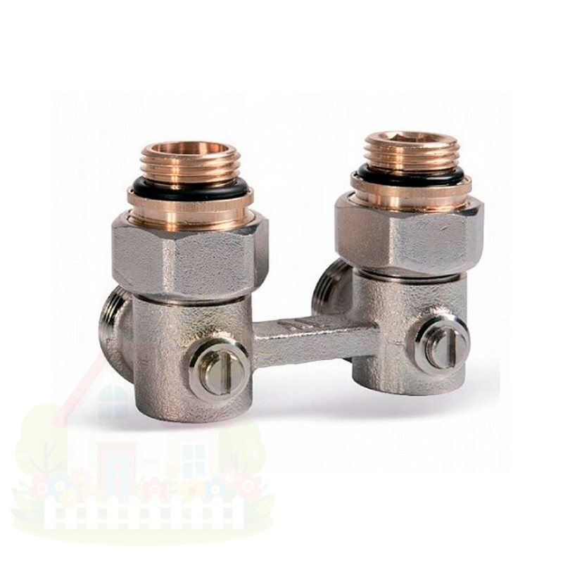 Купить Узел нижнего подключения угловой TIM 1/2"х3/4" с комплектом адаптеров и шаровым краном — фото товара в каталоге