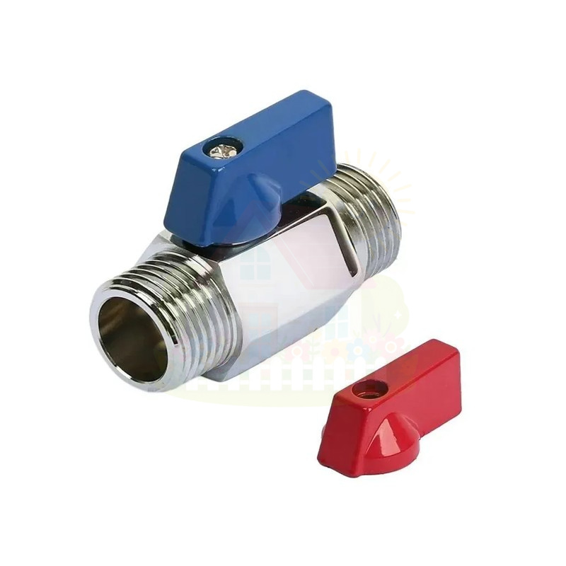 Инженерная сантехника Кран шаровой мини Tim 1/2" НР/НР ручка-красная и синяя хромированный — детальное фото