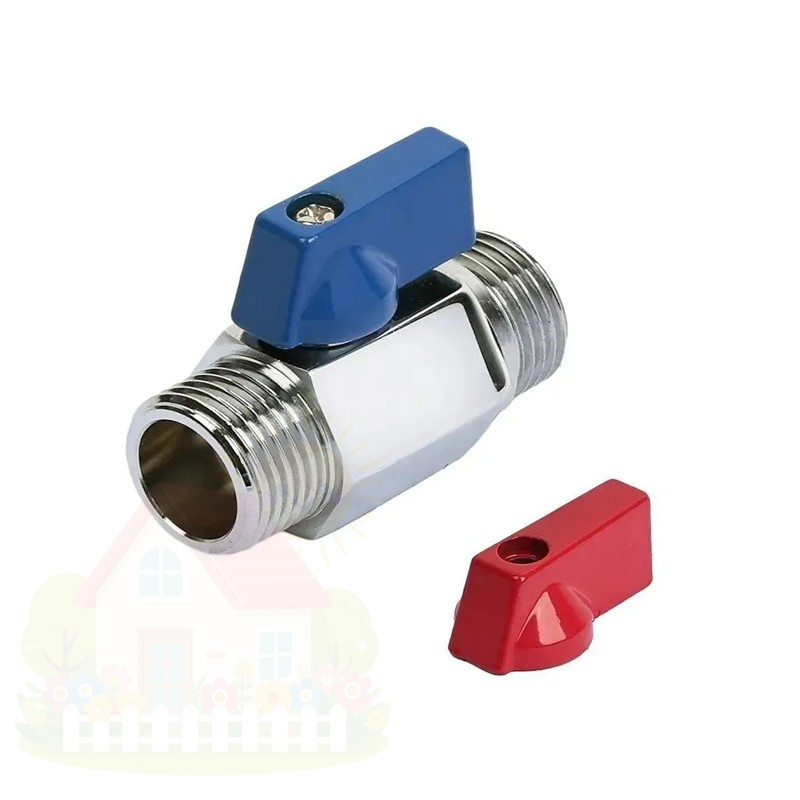 Купить Кран шаровой мини Tim 1/2" НР/НР ручка-красная и синяя хромированный — фото товара в каталоге