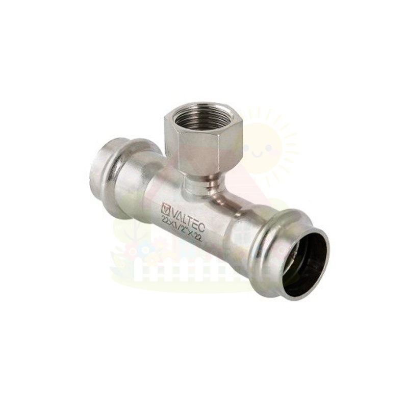 Инженерная сантехника Тройник Valtec внутренняя резьба VT.INOX-PRESS 18x1/2" из нержавейки (арт.VTi.932.I.180418) — детальное фото