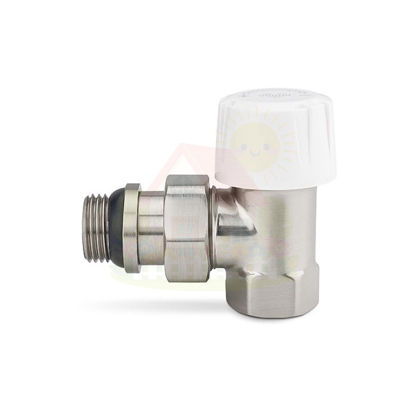 Инженерная сантехника Клапан радиаторный угловой Varmega 1/2" резьба ВР/НР, цвет матовый никель — детальное фото