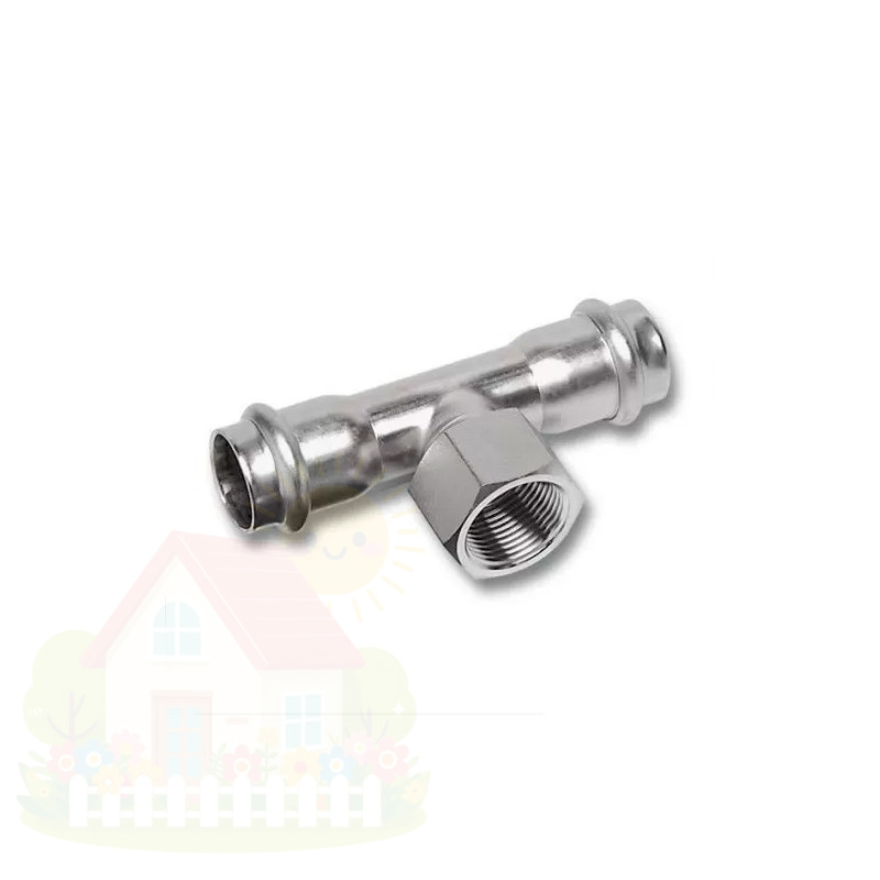Купить Тройник Sanha с ВР резьбой 9130G 15x1/2" мм нержавеющая сталь (арт.69130G151215) — фото товара в каталоге