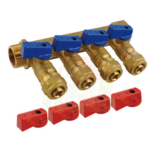 Инженерная сантехника Коллектор для воды Tim на 4 выхода 16x3/4" арт.200-3/4(4) — детальное фото
