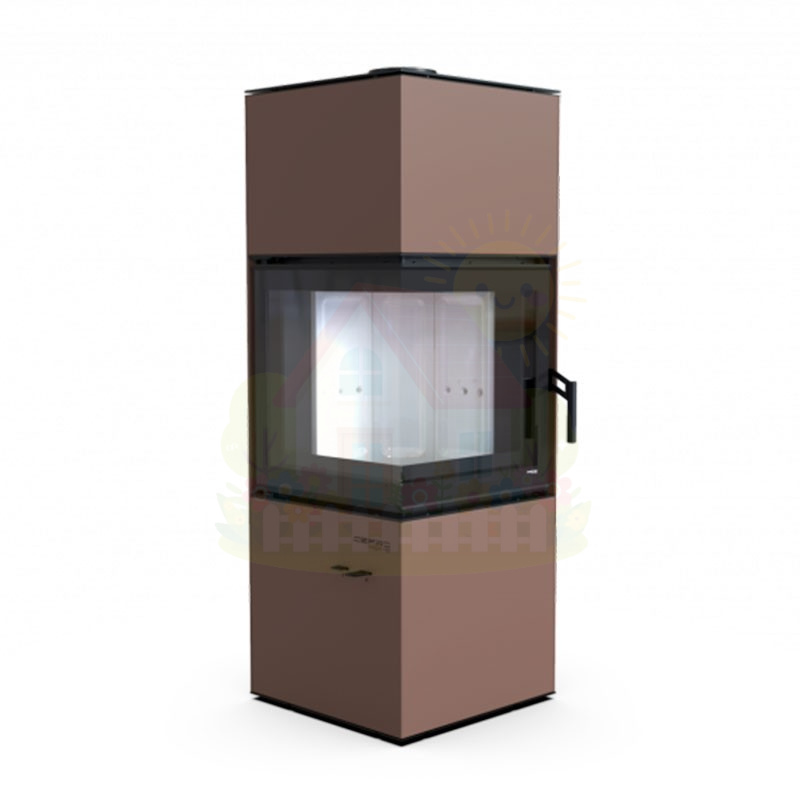 Инженерная сантехника Печь-камин Defro Home Quadroom 9.6 кВт коричневая сталь — детальное фото