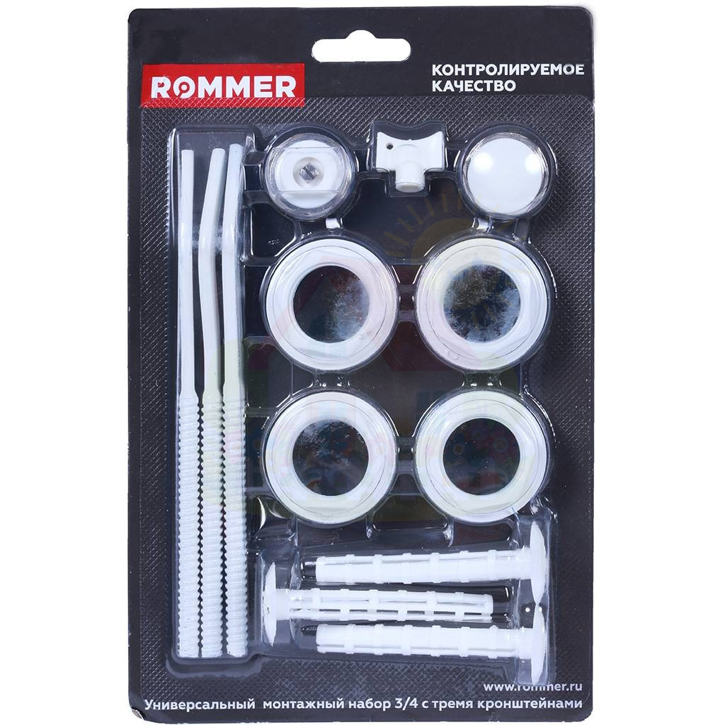 Инженерная сантехника Монтажный комплект Rommer 3/4" c тремя кронштейнами 13 в 1 — детальное фото