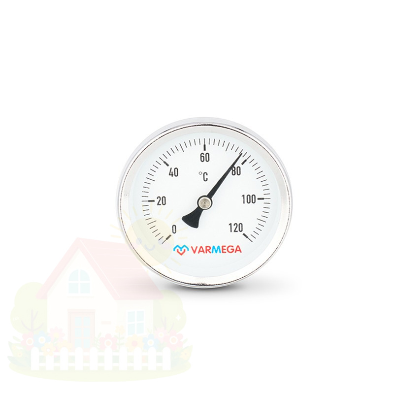 Купить Термометр биметаллический с погружной гильзой Varmega, 1/2" 100мм, штуцер 100мм — фото товара в каталоге