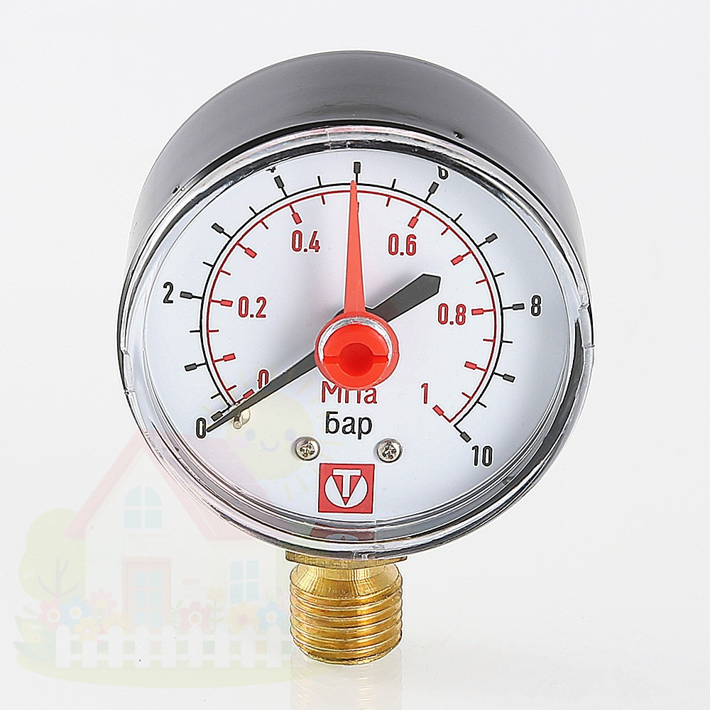 Купить Манометр-индикатор с нижним подключением Valtec 50мм 1/4" 0-10 бар — фото товара в каталоге