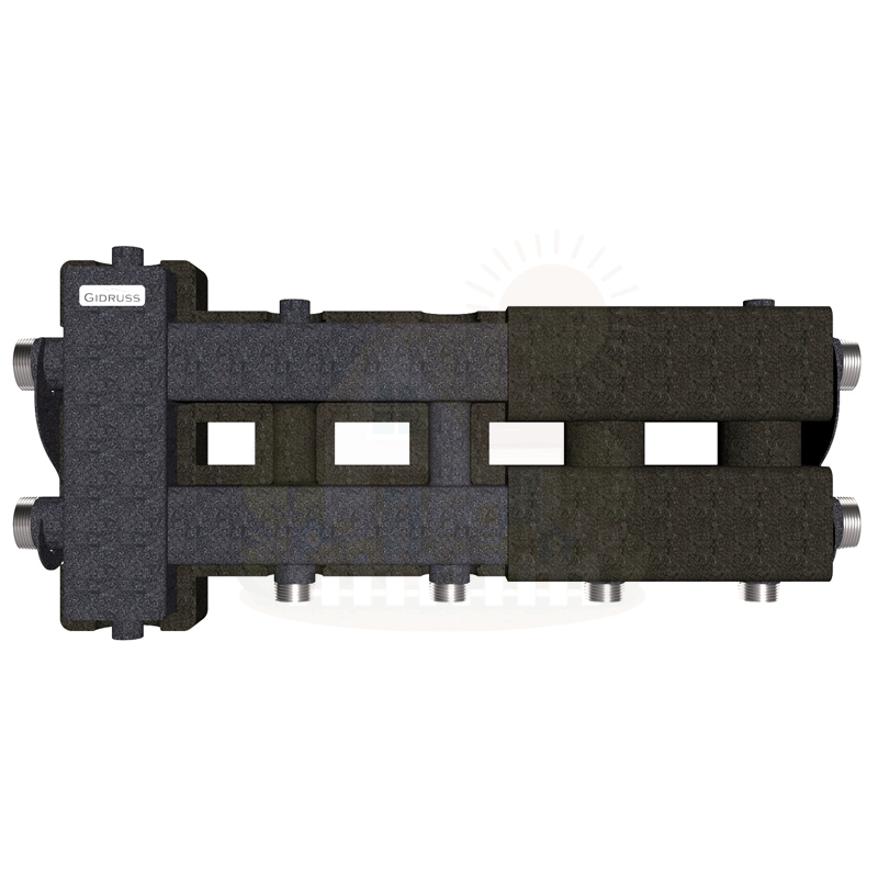 Инженерная сантехника Коллектор Gidruss BM-80-3D EPP до 80 кВт 1 1/4"-1" 2 контура EPP термоизоляция — детальное фото