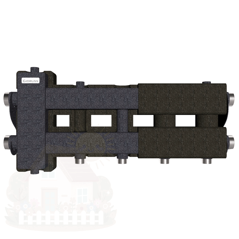 Купить Коллектор Gidruss BM-80-3D EPP до 80 кВт 1 1/4"-1" 2 контура EPP термоизоляция — фото товара в каталоге
