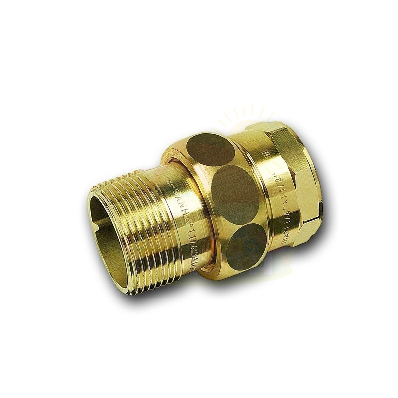 Инженерная сантехника Сгон бронзовый Sanha Purafit 3/4" с ВР/НР резьбой, 3331 арт.1333134 с плоским уплотнением — детальное фото
