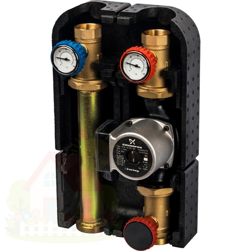 Купить Насосная группа с прямым контуром 1 1/4" с насосом Grundfos UPSO 32-65 в теплоизоляции DN 32, 42kW [DT10°C] Stout — фото товара в каталоге