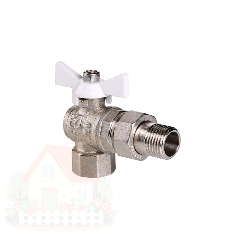 Купить Кран шаровой с американкой Valtec Base угловой ручка-бабочка ВР/НР 3/4" (арт.VT.228.NRW.05) — фото товара в каталоге