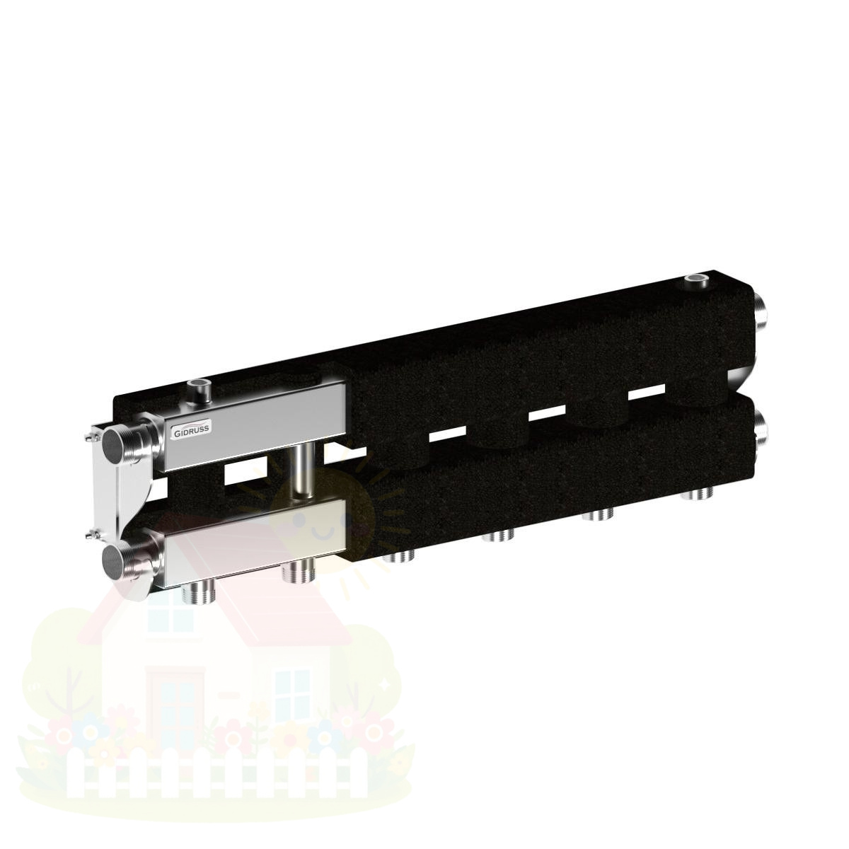 Купить Коллектор нержавеющий модульный Gidruss MKSS-100-3 до 100 кВт 1 1/4" 4 контура — фото товара в каталоге