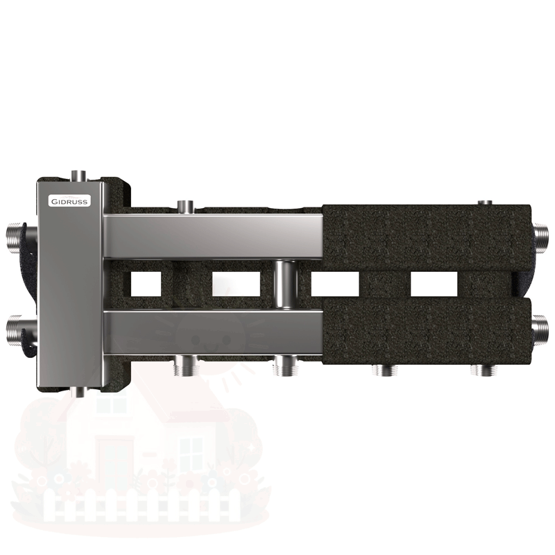 Купить Коллектор нержавеющий Gidruss BMSS-80-3D EPP до 80 кВт 1 1/4"-1" 3 контура EPP термоизоляция — фото товара в каталоге