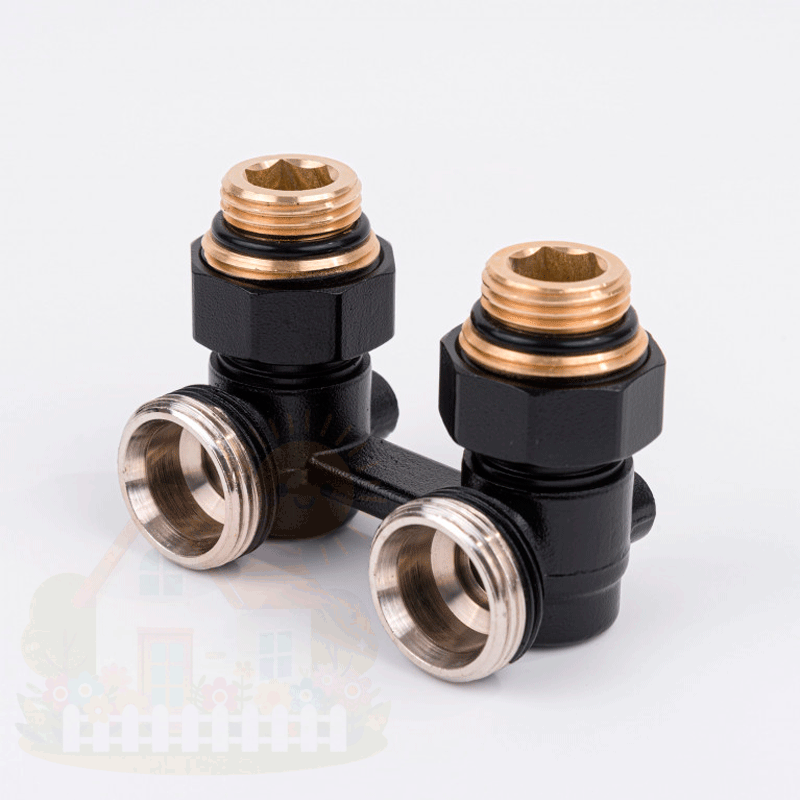 Купить Узел нижнего подключения угловой Delta 3/4"x1/2" D=50 мм черный RAL9005 — фото товара в каталоге