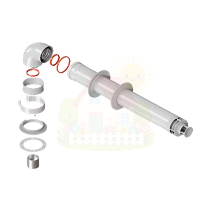 Инженерная сантехника Комплект дымохода Стандарт универсальный Rommer 60/100 длина 900мм — детальное фото