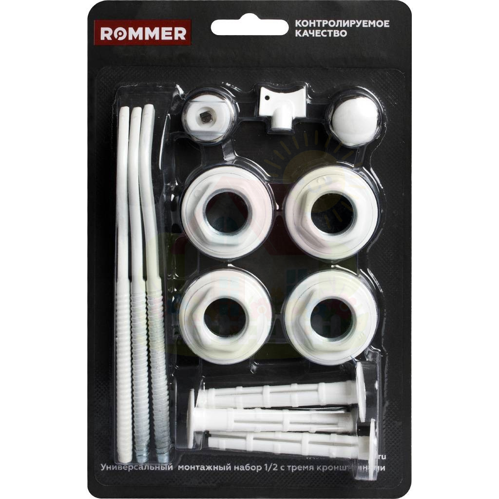 Инженерная сантехника Монтажный комплект Rommer 1/2' c тремя кронштейнами 13 в 1 — детальное фото