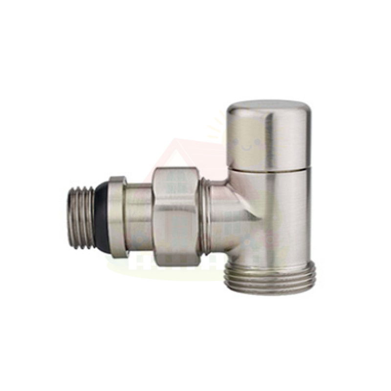 Инженерная сантехника Клапан радиаторный угловой Varmega 1/2"х3/4"EK резьба НР/НР, цвет матовый никель — детальное фото