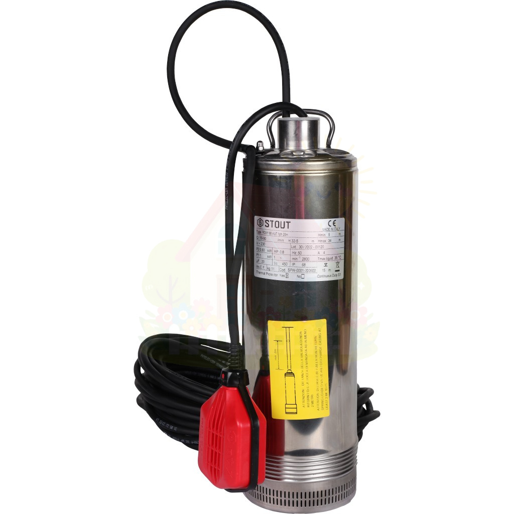 Инженерная сантехника Насос колодезный STOUT SPW-0001-200600 с поплавком кабель 20 м — детальное фото