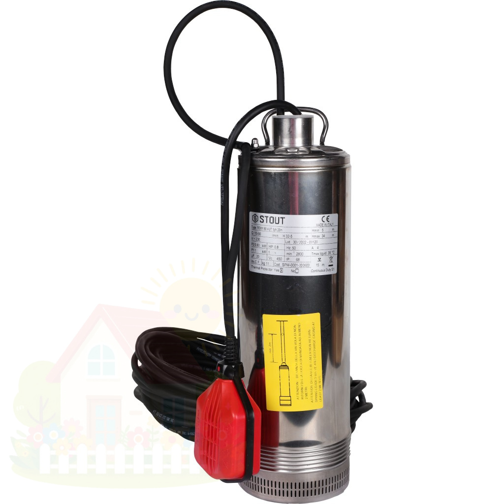 Купить Насос колодезный STOUT SPW-0001-200600 с поплавком кабель 20 м — фото товара в каталоге