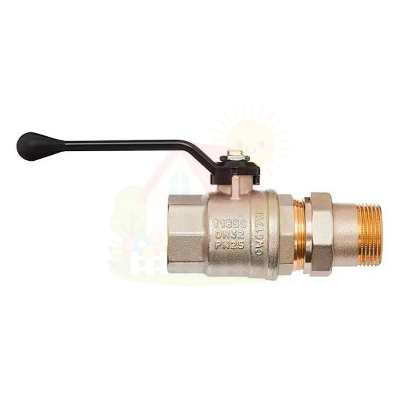 Инженерная сантехника Кран шаровой Hoobs 1 1/2" НР/ВР с американкой латунный алюминиевая ручка-рычаг — детальное фото