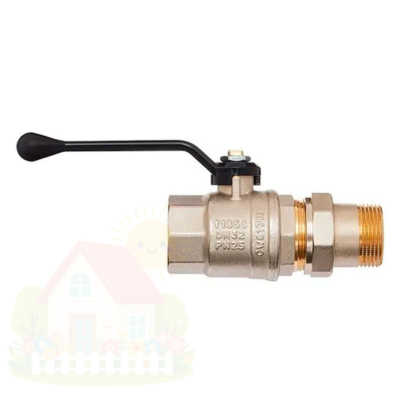 Купить Кран шаровой Hoobs 1 1/2" НР/ВР с американкой латунный алюминиевая ручка-рычаг — фото товара в каталоге