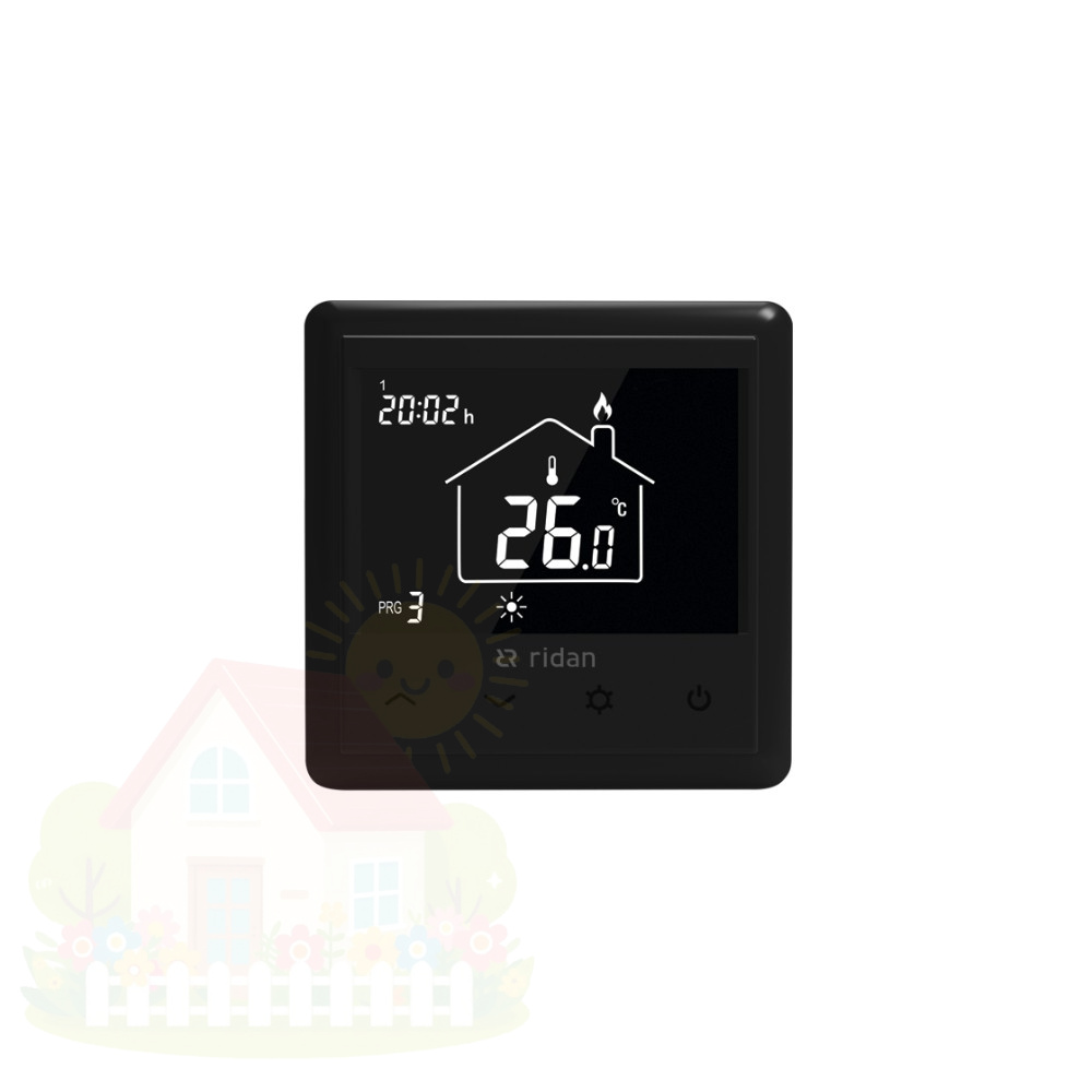 Купить Электронный комнатный термостат WT-RB с подключением 230V, черный, Ридан 088U0628R — фото товара в каталоге