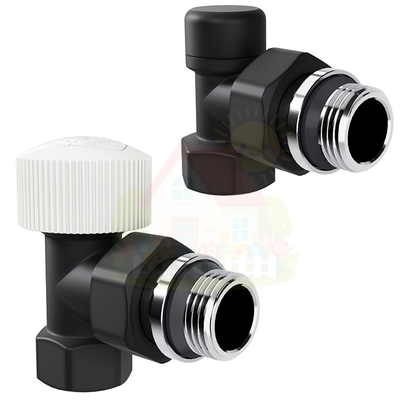 Инженерная сантехника Набор термостатический угловой Royal Thermo Design 1/2"М30х1,5 (Черный) — детальное фото