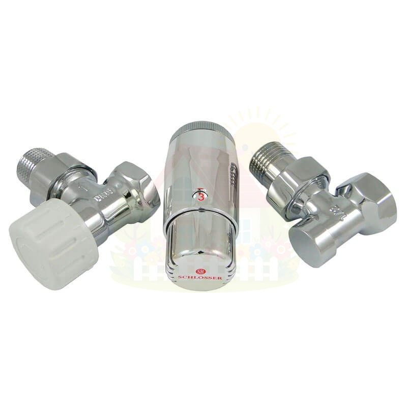 Инженерная сантехника Комплект подключения SCHLOSSER STANDARD MINI 1/2" угловой хром с термоголовкой MINI — детальное фото