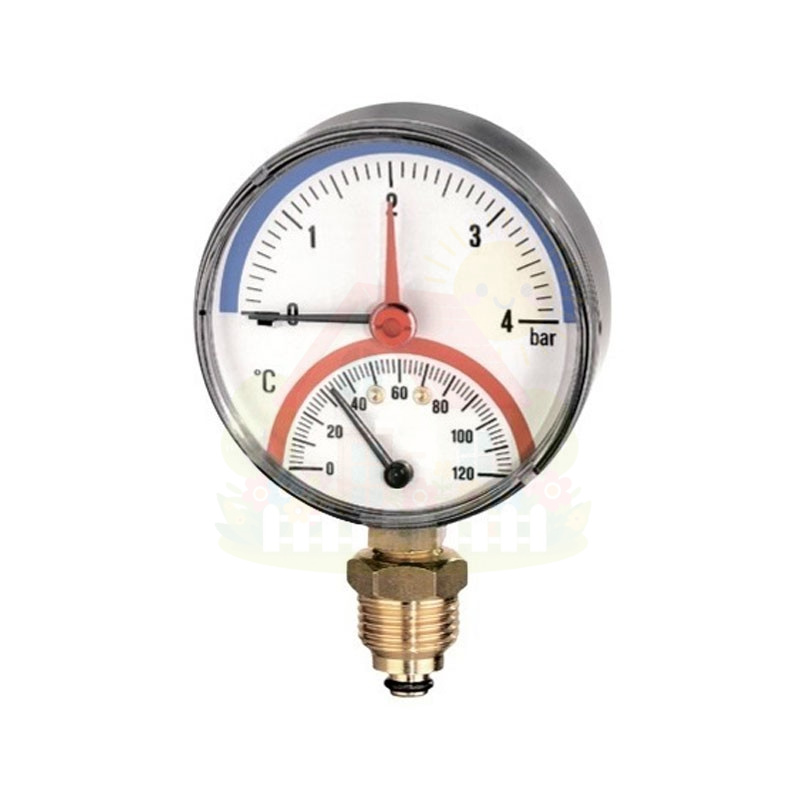 Инженерная сантехника Термоманометр радиальный Watts F+R828 (1/2" 10 бар 120С° 80мм.) — детальное фото